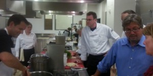 Team Straube: (right to left) Chef Jossel, Cathy Gannett, 2 students, Luke Gannett, David Straube (hidden), Winemaker Dashe